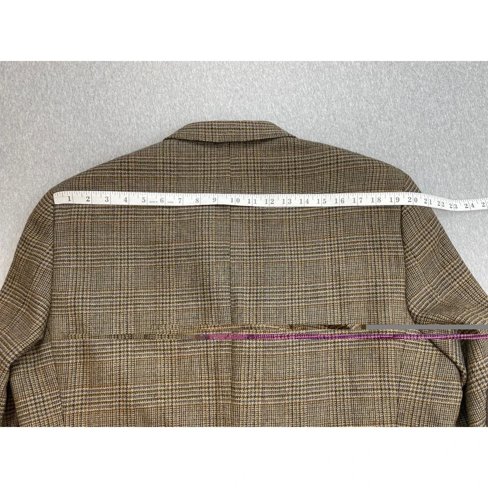 Tommy Hilfiger Blazer‎ Mens 46R Plaid 100% Wool 2-Button Single Breast Elbow Pad